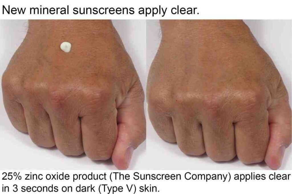 Lightweight sunscreen with invisible finish for dark skin