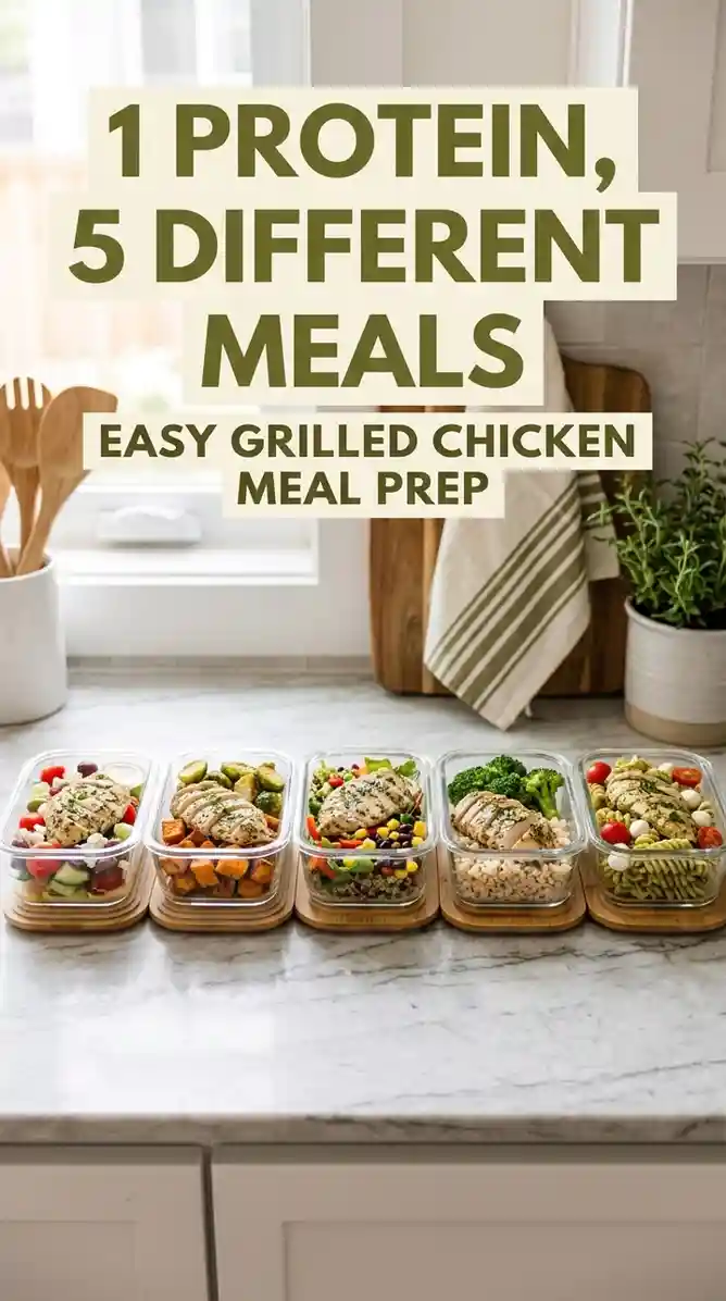 Sunday high protein meal prep spread with chicken, vegetables, quinoa, and eggs