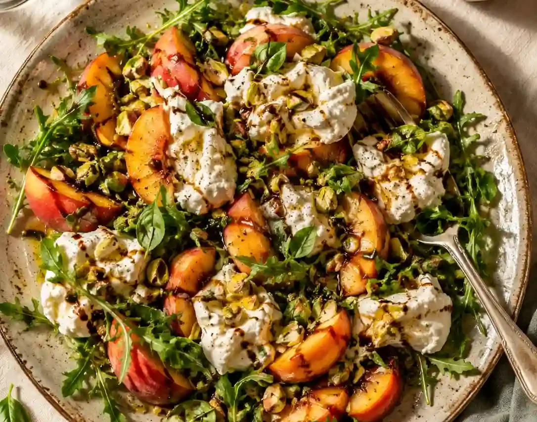 Summer Peach Burrata Salad for Glowing Skin