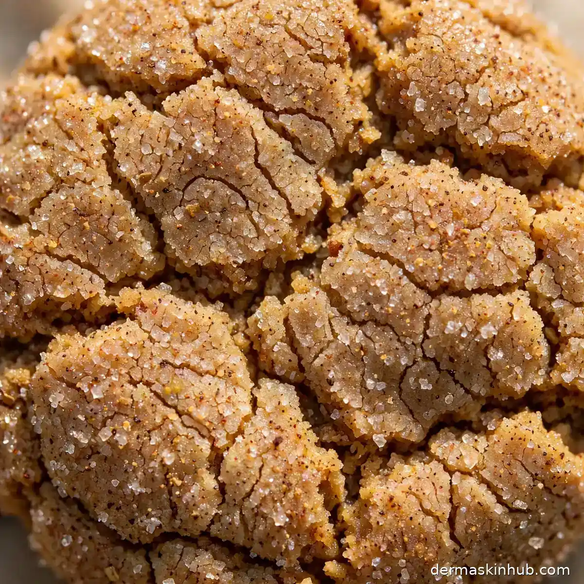 Close-up of a chai-spiced snickerdoodle showing the crackled spiced sugar top